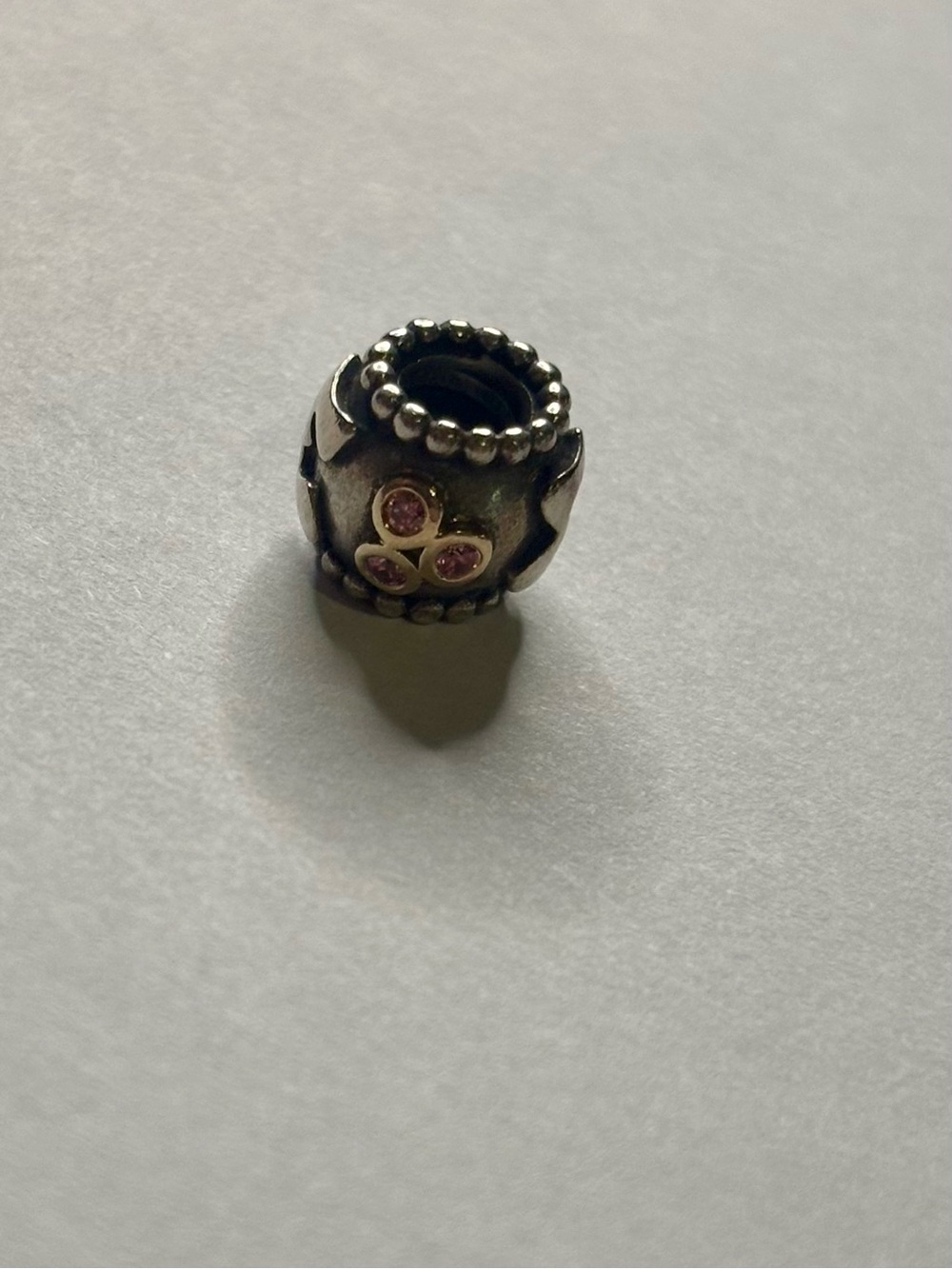 Authentic Pandora Retired Two Tone 14K Gold MOM Pink CZ Charm 790574CZS